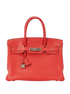Birkin 30 in Rouge Tomato Clemence, front view